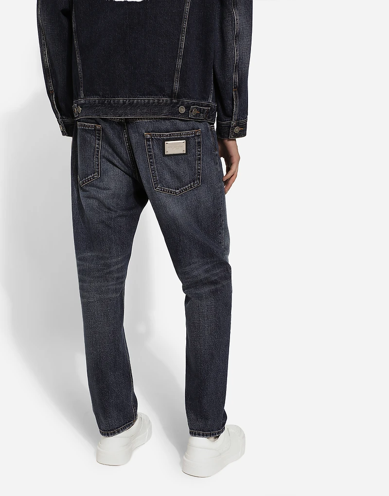 Loose blue denim jeans