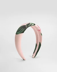 Rose-print poplin headband