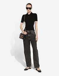 Cotton denim boyfriend jeans