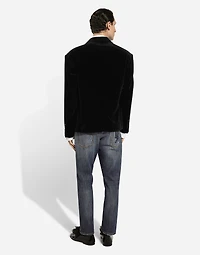 Oversize single-breasted velvet jacket