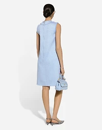 Sleeveless raschel tweed dress with DG logo