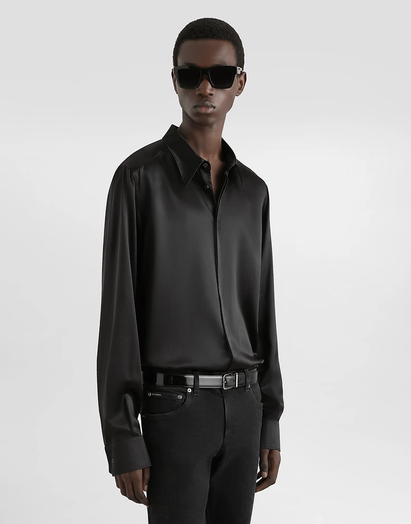Silk satin Martini-fit shirt