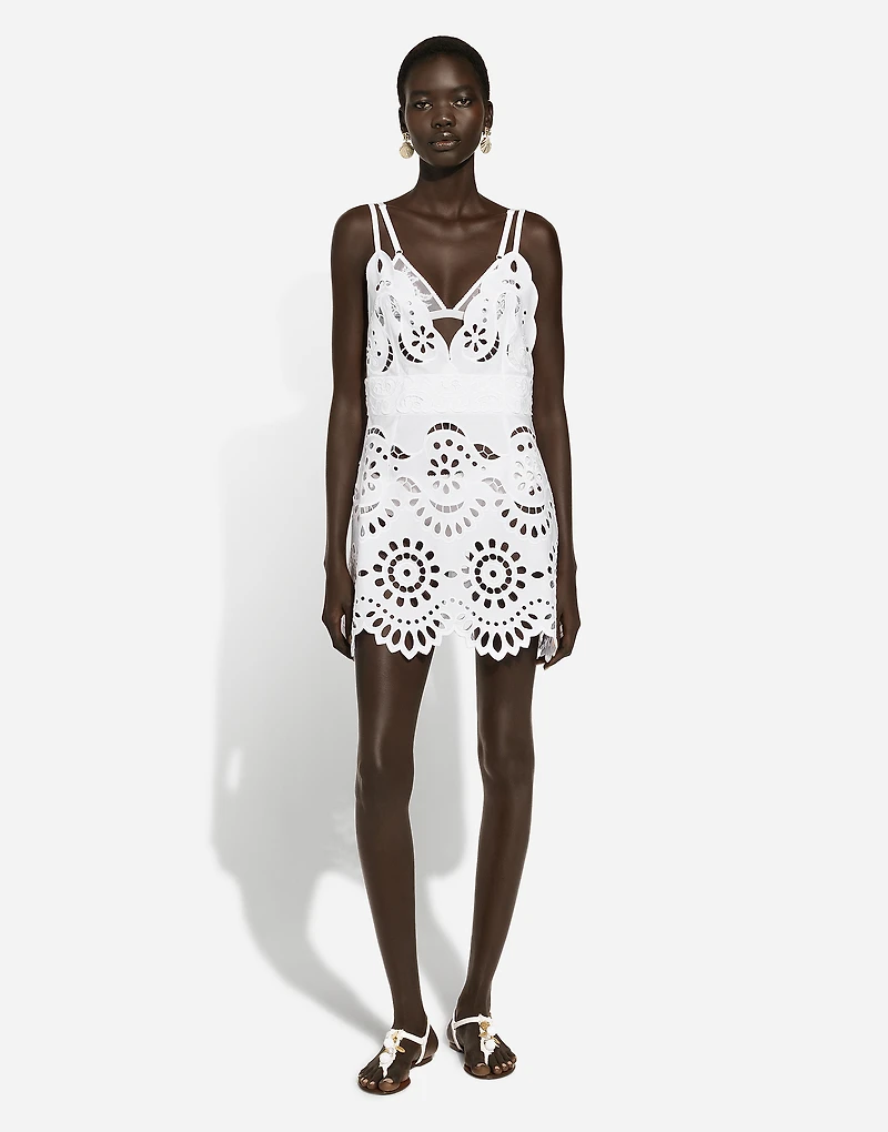 Cotton minidress with straps and cut-out detailing