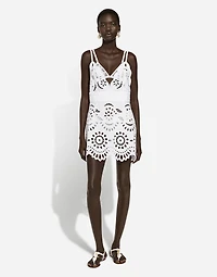 Cotton minidress with straps and cut-out detailing