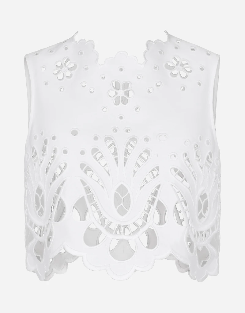 Cotton crop top with cut-out detailing