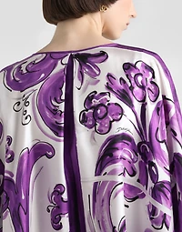 Majolica-print twill caftan dress