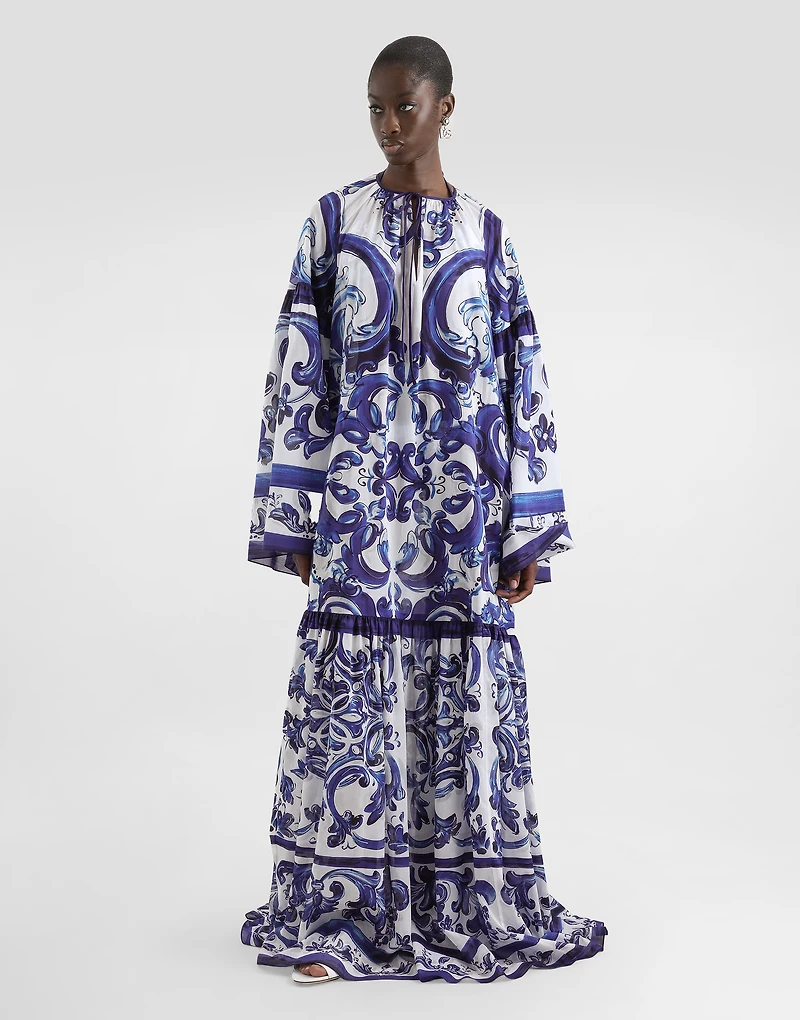 Majolica-print cotton dress