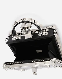 Polished calfskin Dolce Box bag with studs