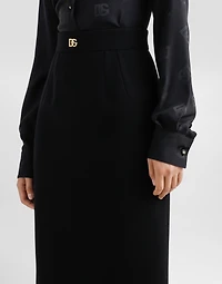 Wool midi pencil skirt with DG logo