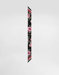 Rose-print twill headscarf (6x100)