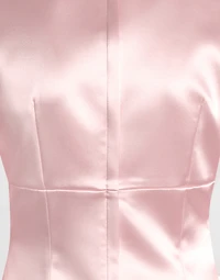 Stretch satin round-neck calf-length dress