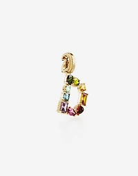 Charm D Lettering 18-carat yellow gold and multicolored gems