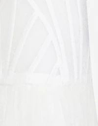 Long lace dress with corset detailing