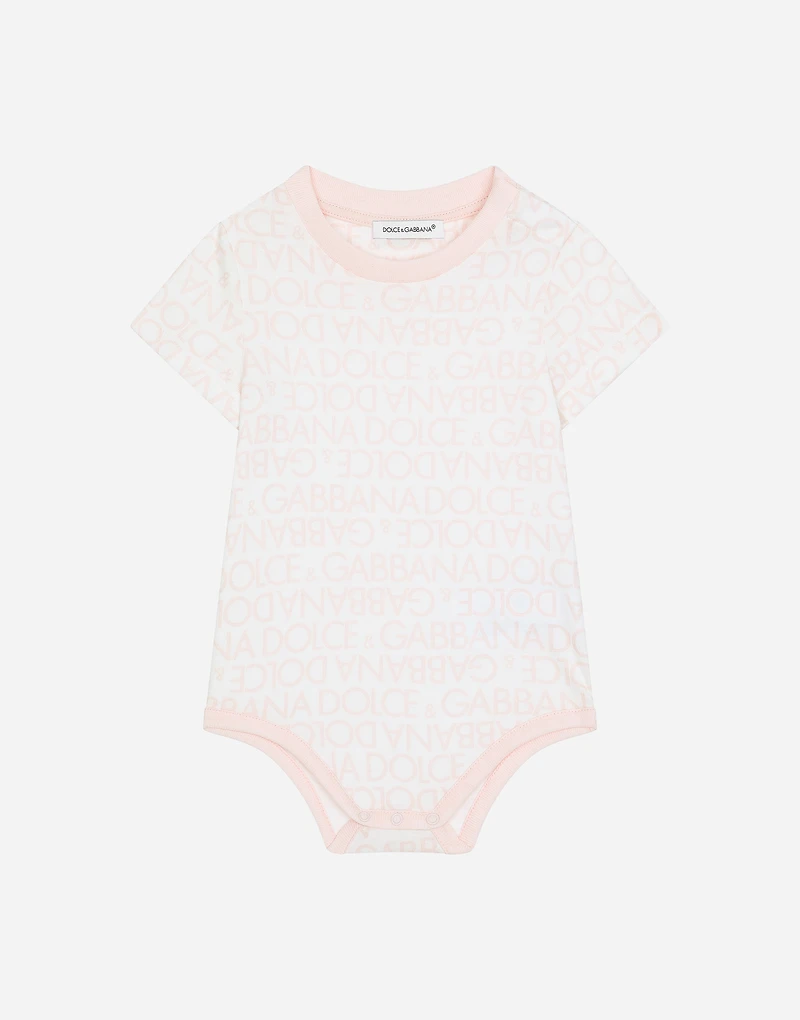 Jersey babygrow with all-over logo print