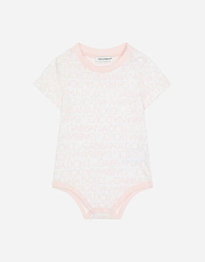 Jersey babygrow with all-over logo print