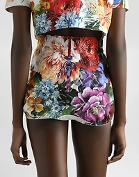 Bouquet-print poplin shorts
