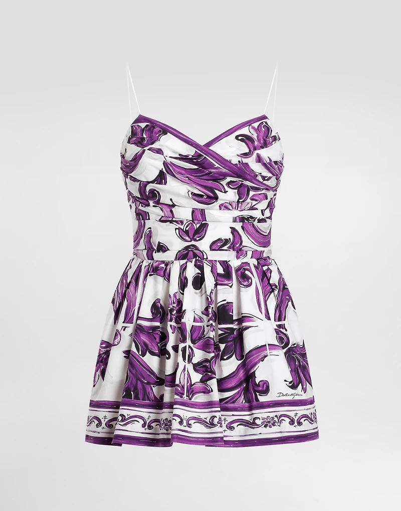 Majolica-print poplin dress