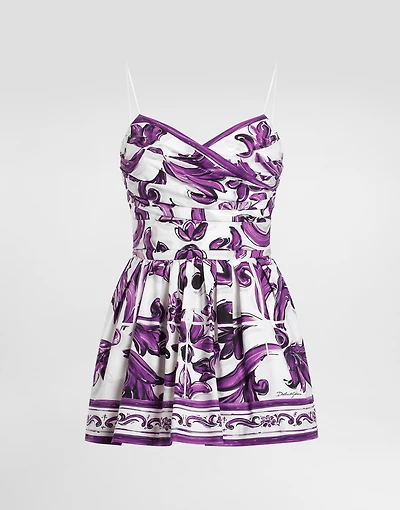 Majolica-print poplin dress