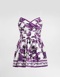 Majolica-print poplin dress