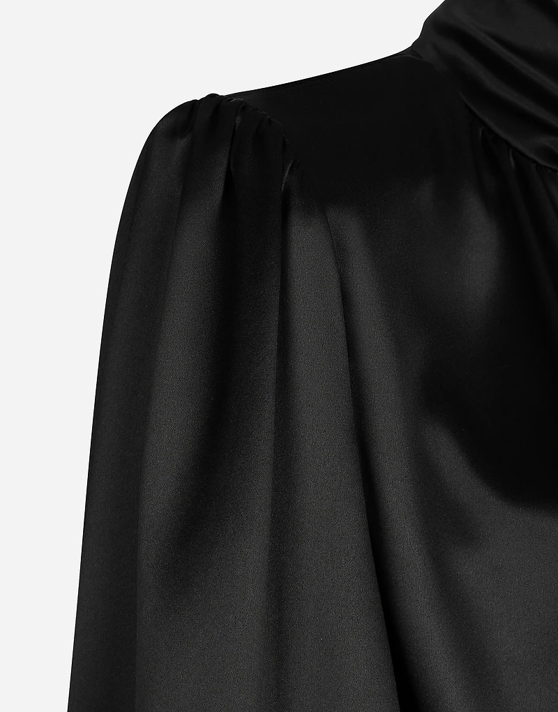 Long silk satin dress with front slit