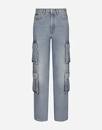 Cotton denim cargo jeans