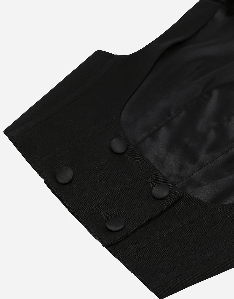Double-breasted wool waistcoat with round neck