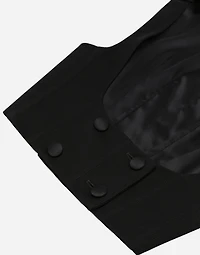 Double-breasted wool waistcoat with round neck