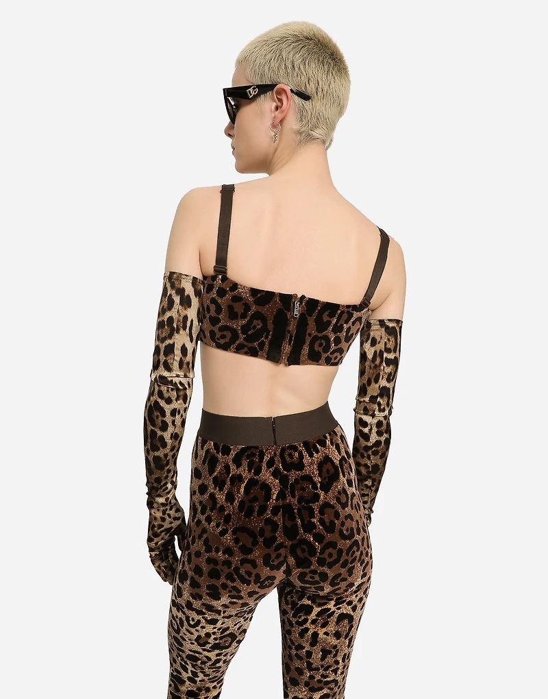 Chenille leggings with jacquard leopard design