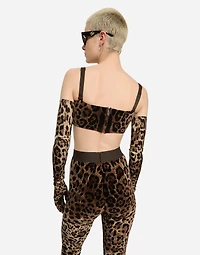 Chenille leggings with jacquard leopard design