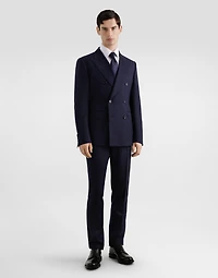 Double-breasted micro-patterned wool suit
