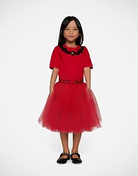Jersey T-shirt with lace insert