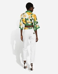 Cotton denim jeans with rips