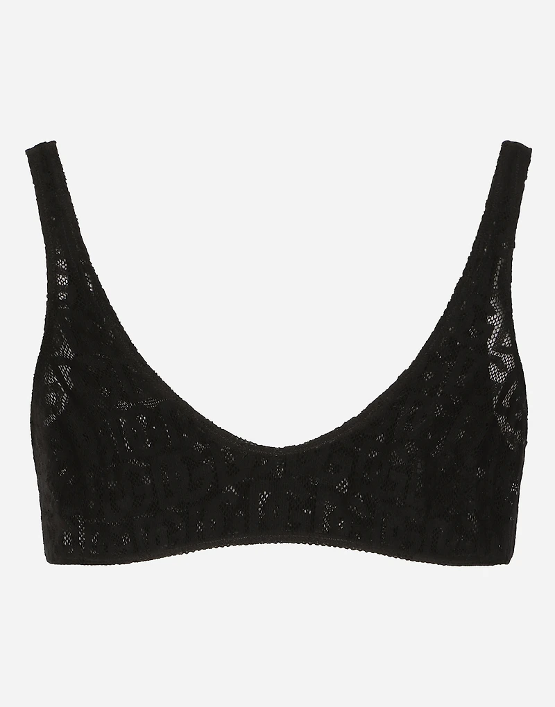 Tulle jacquard top with all-over DG logo