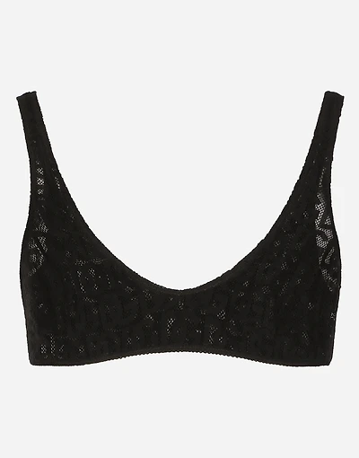 Tulle jacquard top with all-over DG logo