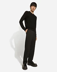 Silk round-neck sweater with all-over DG logo