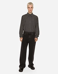 Oversize poplin shirt with DG logo print