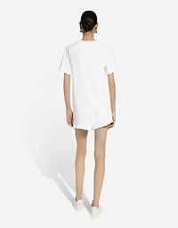 Jersey T-shirt with Dolce&Gabbana logo embroidery and lettering