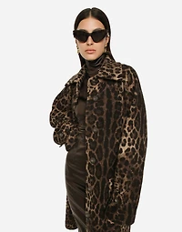 Belted leopard-print wool coat
