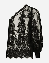 Chantilly lace one-shoulder blouse