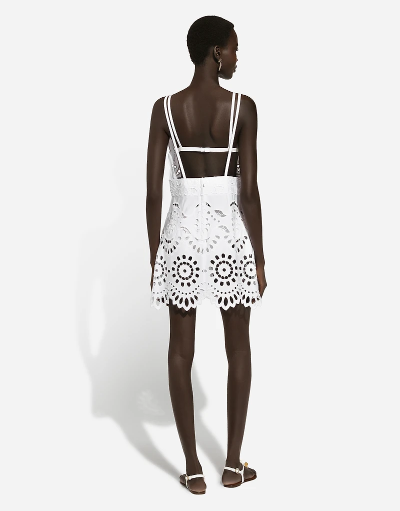 Cotton minidress with straps and cut-out detailing