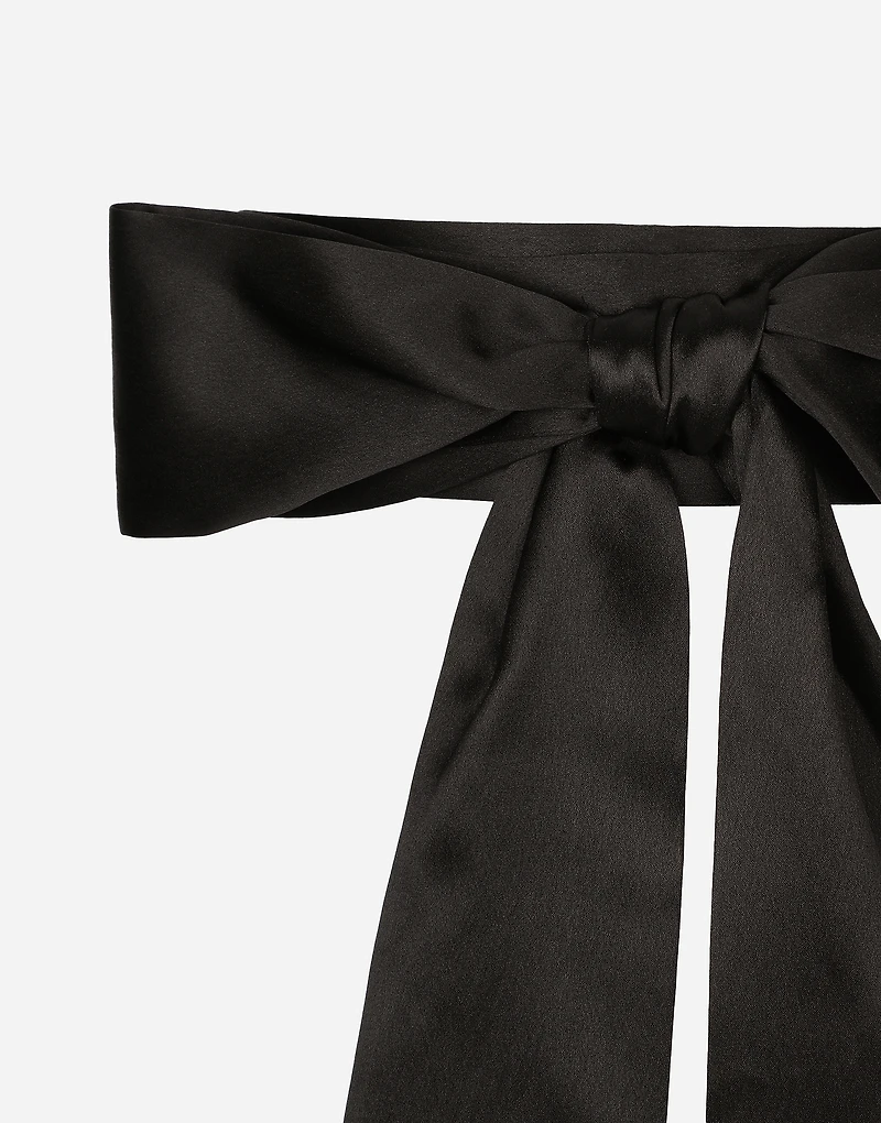 Silk satin tie belt