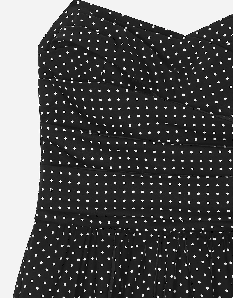 Cotton bustier minidress with polka-dot print