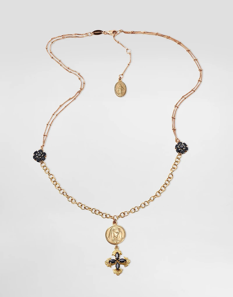 Sicily Necklace 18-carat yellow and red gold and black sapphires