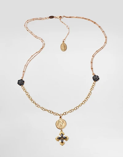 Sicily Necklace 18-carat yellow and red gold and black sapphires