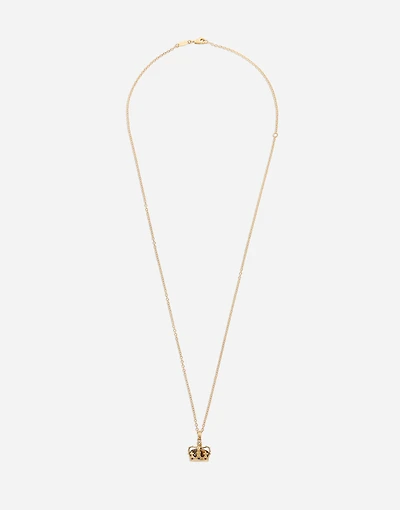 Royal Pendant 18-carat yellow gold, tiger iron, rubies, and blue sapphire