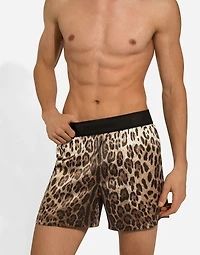 Leopard-print silk shorts