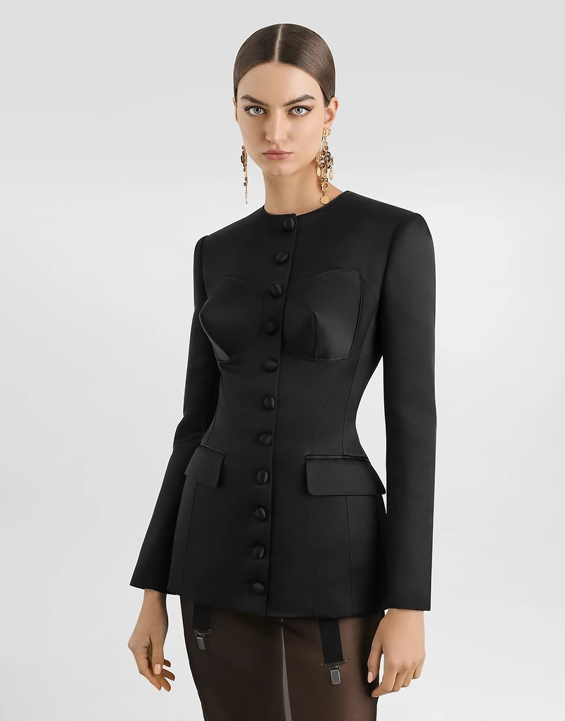 Single-breasted duchess jacket with conical cups