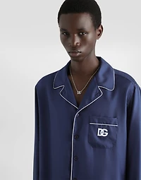 Silk shirt with DG logo-embroidered patch