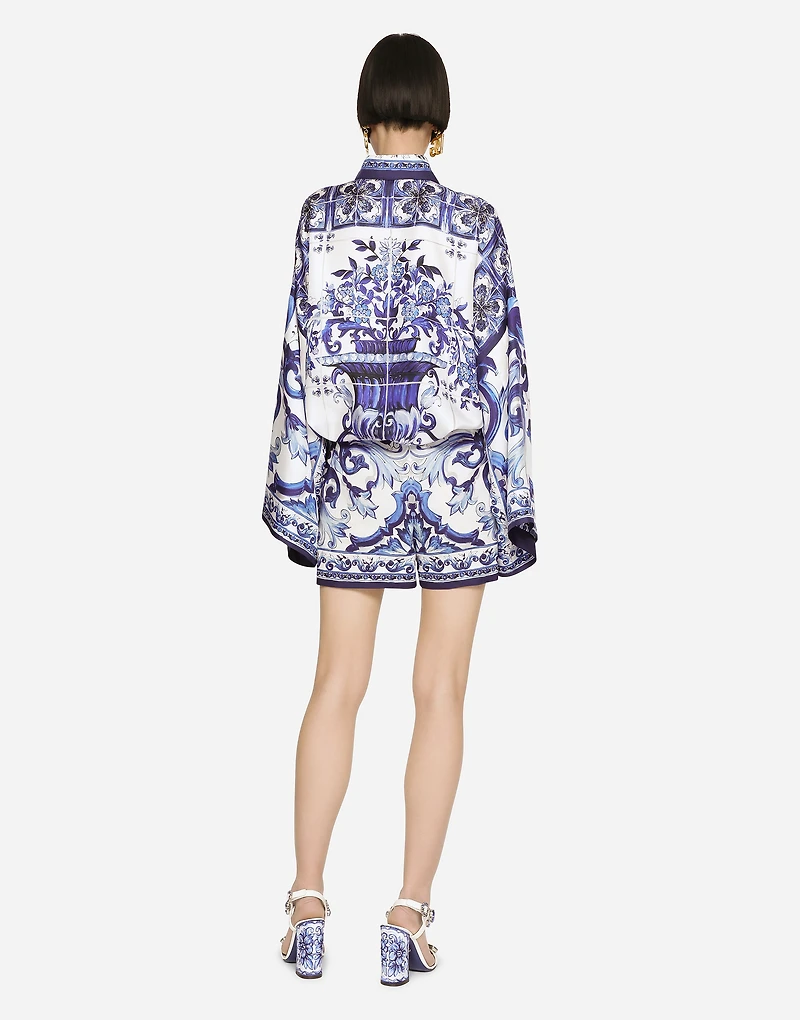 Majolica-print poplin shorts