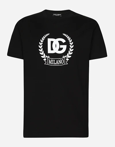 Short-sleeved cotton T-shirt with DG print